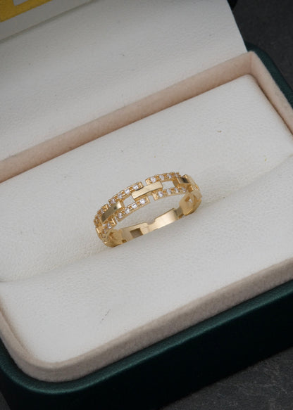 Anillo con swarovski blanco 2.6gr / TALLA 6 3/4 / Oro Amarillo Nac B