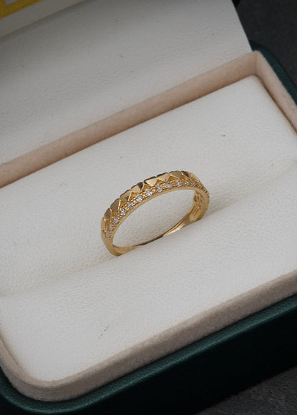 Anillo corazones con swarovski blanco 2.15gr / TALLA 6 1/2 / Oro Amarillo Nac M