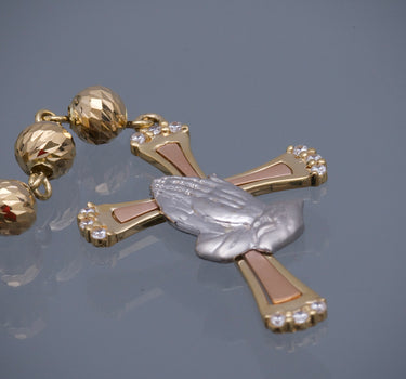 Rosario virgen de guadalupe con bolas diamantadas 49.3gr / Largo 60cm / Tres Oros Nac B
