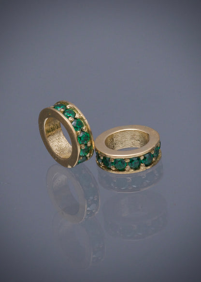 Herraje con swarovski verde 0.55gr / Largo 0.7cm / Oro Amarillo Nac B