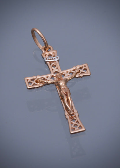 Dije cruz 2.2gr / Largo 3.3cm / Oro Rosado Nac B