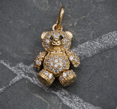 Dije de oso articulado con swarovski blanco 2.5gr / 2cm / Oro Amarillo Nac M