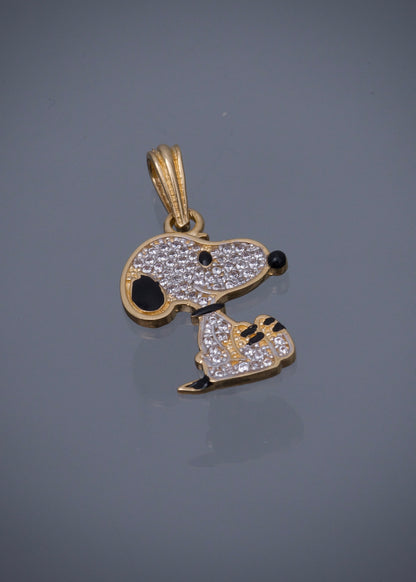 Dije snoopy con swarovksi blanco 1.9gr / Largo 2.4cm / Oro Amarillo Nac B