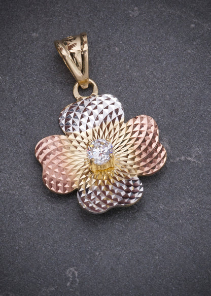 Dije flor con swarovski blanco 2gr / Largo 2.6cm / Tres Oros italy +3 B