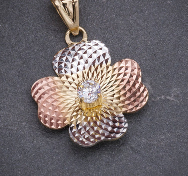Dije flor con swarovski blanco 2gr / Largo 2.6cm / Tres Oros italy +3 B