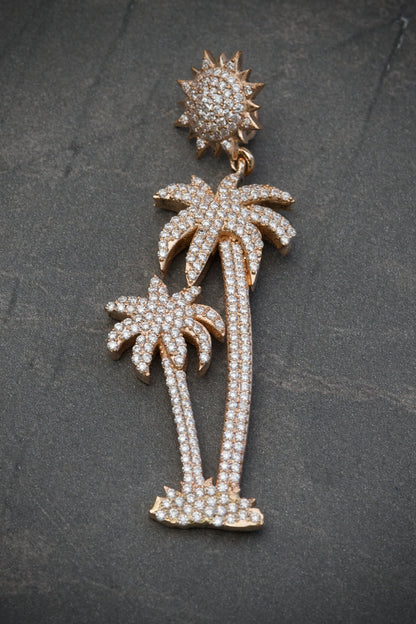 Dije de palmera con 140pts de moissanita 9.7gr / 5.4cm / Oro Rosado (Joya) M