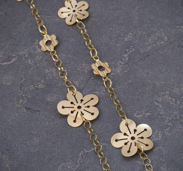 Cadena aro seguido con flores 3.6gr / Largo 40cm / Oro Amarillo italy +4 P