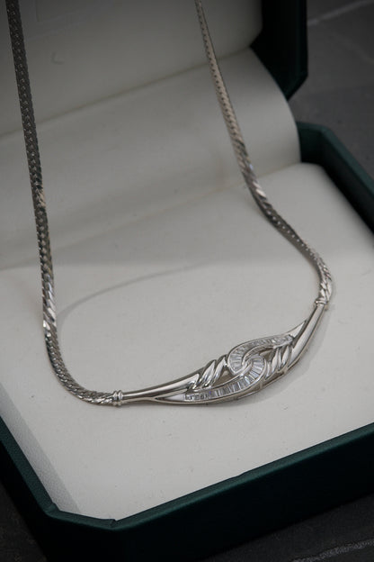 Cadena Rustica Tejido Serpiente Con 110Pts De Diamante 14.25gr / Largo 40cm / Oro Blanco (Joya)*
