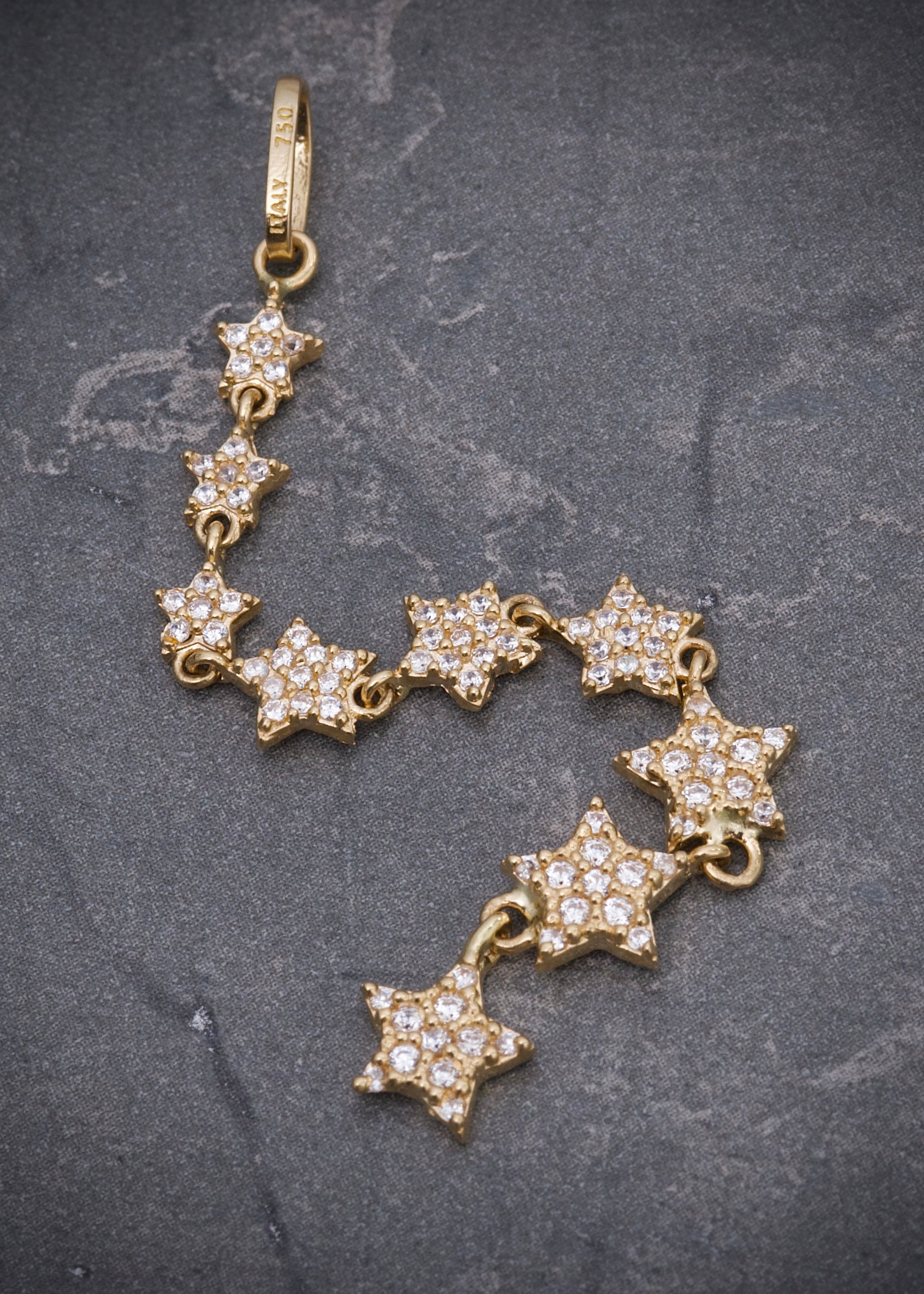 Dije estrellas con swarovski blanco 2.85gr / Largo 7.7cm / Oro Amarillo Nac M