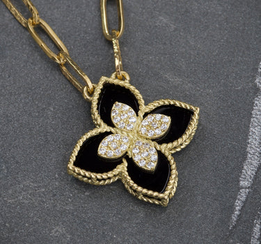 Cadena lucky clover tejido paper clip diamantado con swarovski blanco 5.9gr / Largo 45 cm / Oro Amarillo italy cte B