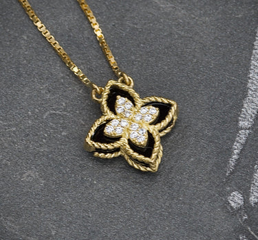 Cadena lucky clover tejido veneciano con swarovski blanco 3.9gr / Largo 45cm / Oro Amarillo italy cte B