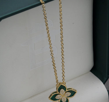 Cadena lucky clover tejido aro seguido con swarovski blanco 4gr / Largo 45 cm / Oro Amarillo italy cte B