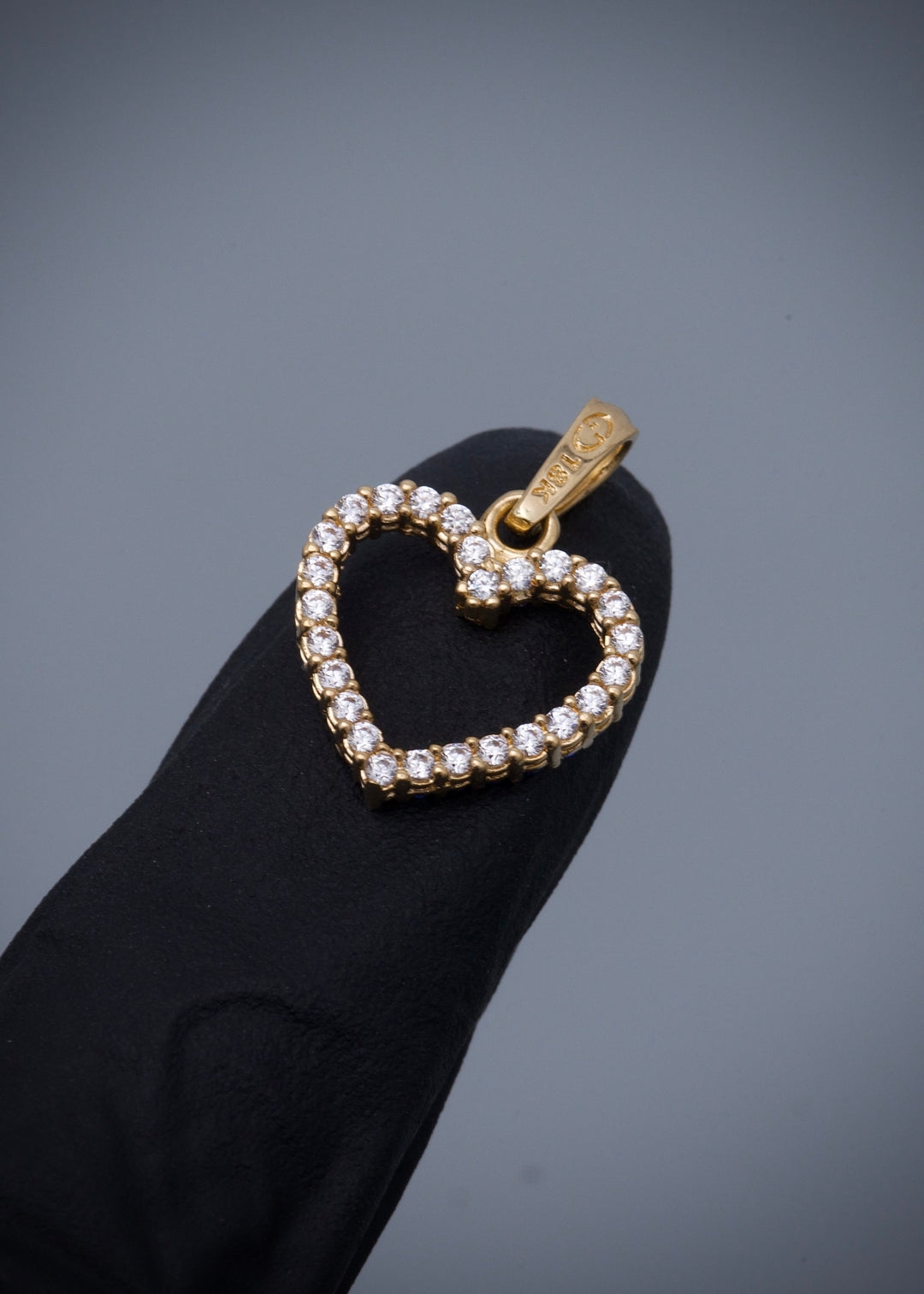 Dije corazon con swarovski Azul y Blanco 1.45gr / Largo 2cm — Oro Amarillo