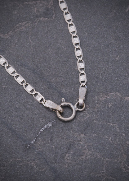 Cadena plana diamantada 2.3gr / Largo 45cm / Oro Blanco italy +3 B