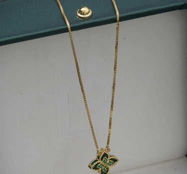 Cadena lucky clover tejido veneciana con swarovski verde 3gr / Largo 50cm / Oro Amarillo italy cte B