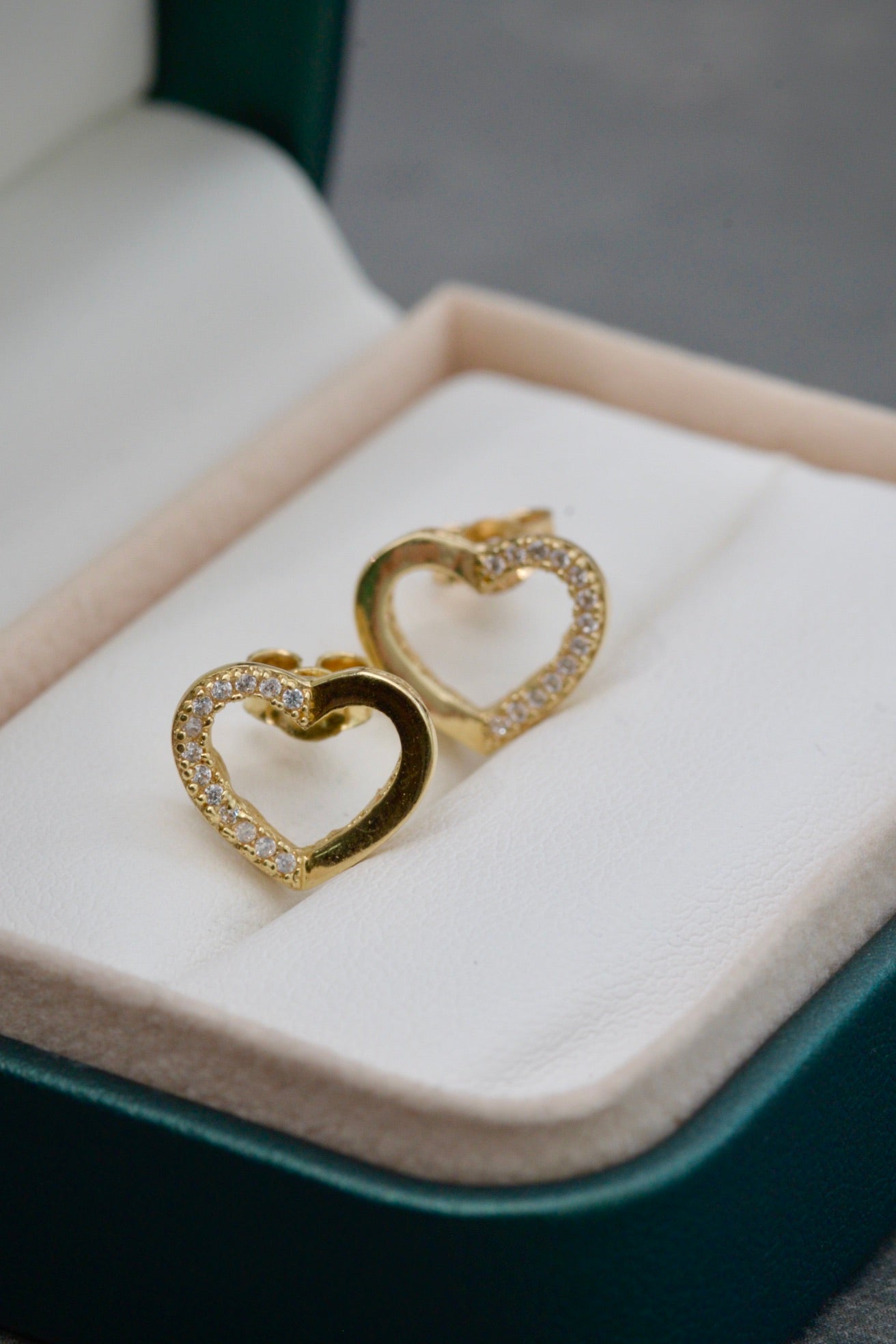 topos de corazon con swarovski blanco 3.1gr / Oro Amarillo Nac B