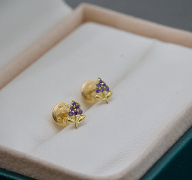 Topos de uvas con swarovski morado 0.6gr / Oro Amarillo Nac B