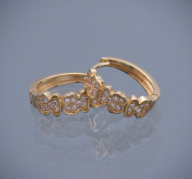 Candongas oso th con swarovski blanco 3.15gr / Largo 1.3cm / Oro Amarillo Nac P