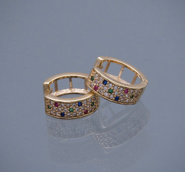 Candongas con swarovski multicolor 3gr / Largo 1.1cm / Oro Amarillo Nac M