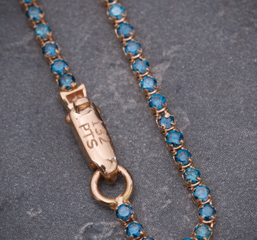 Pulso tenis con 132pts de diamantes azules 2gr / Largo 18cm / Oro Rosado (Joya) P