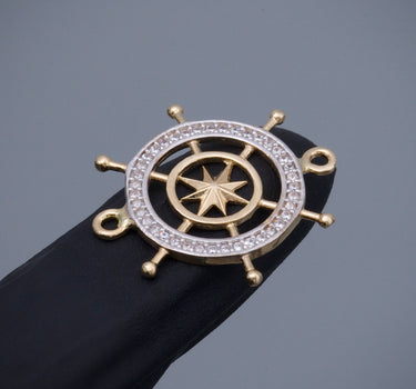 Herraje timon con swarovski blanco 2.25gr / Largo 2.4cm / Oro Amarillo Nac B