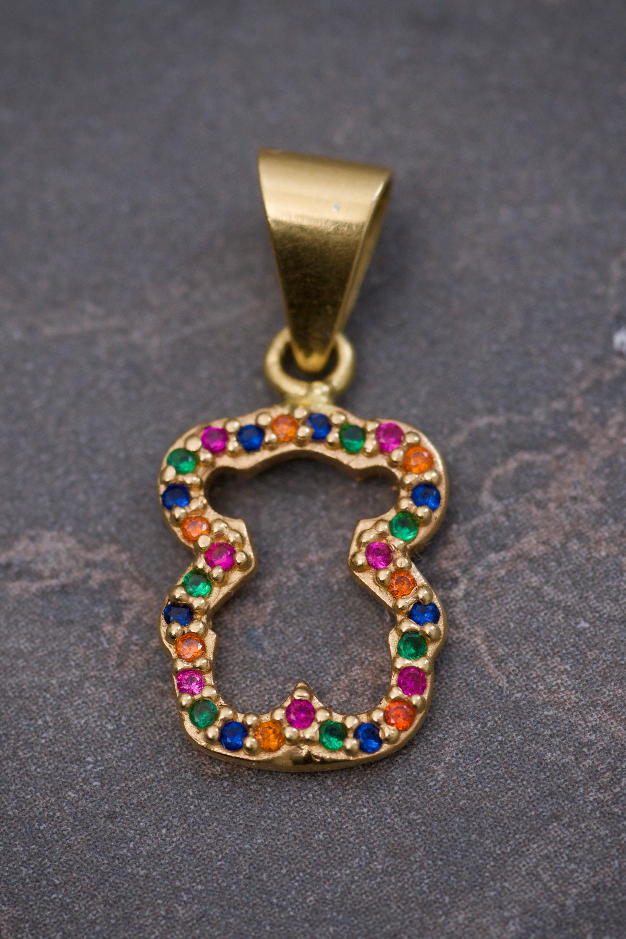 Dije de oso th con swarovski multicolor 1.5gr / 2.2cm / Oro Amarillo Nac B