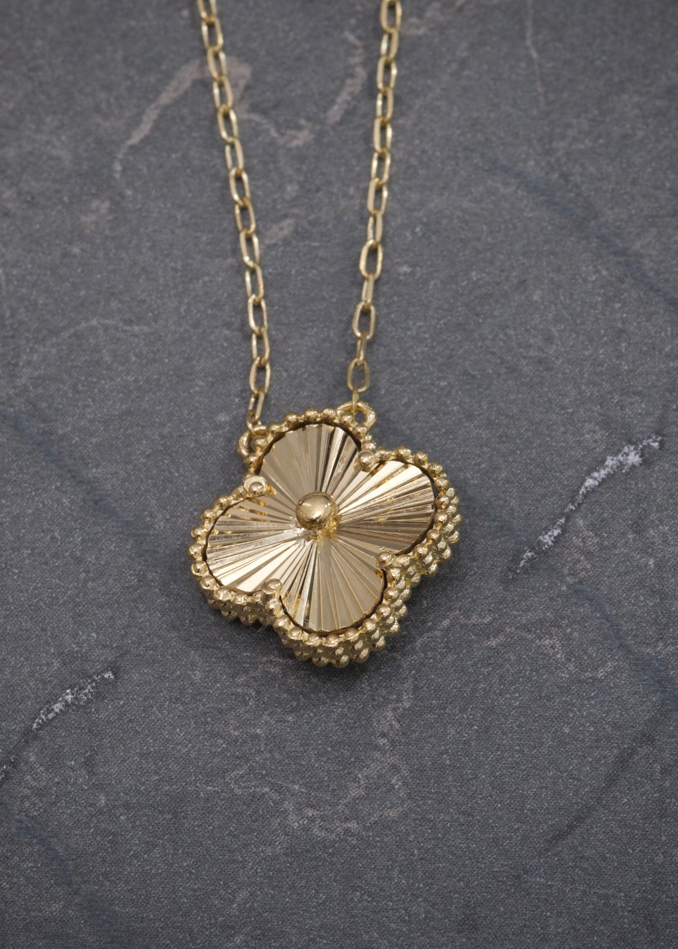 Cadena lucky clover diamantado 4.05gr / Largo 50cm / Oro Amarillo italy cte B