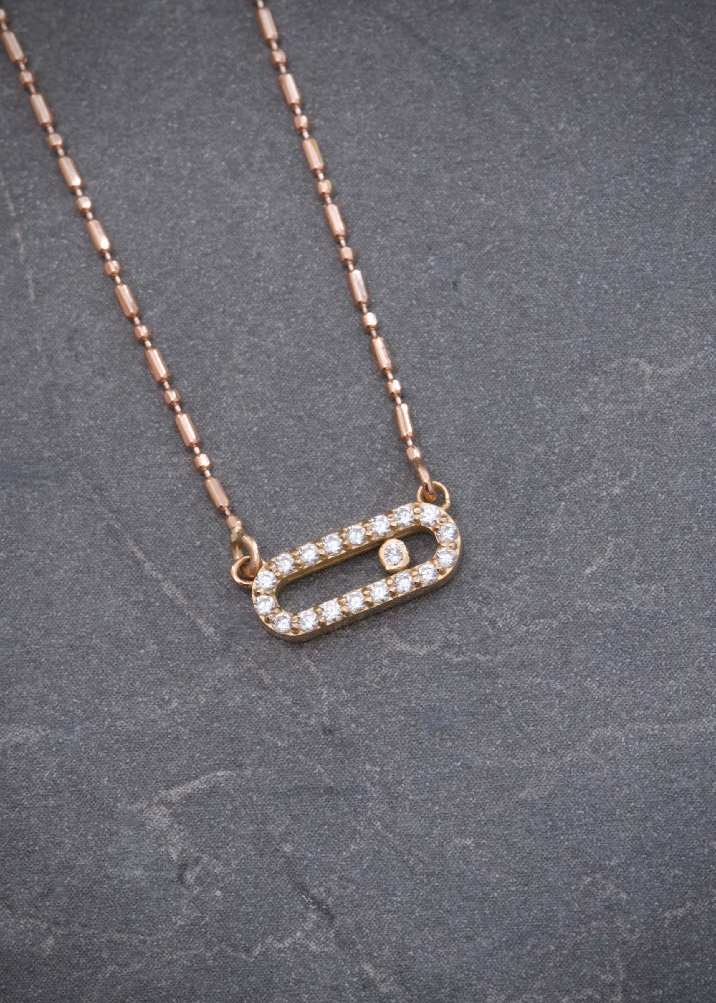 Cadena MK con swarovski blanco 2.1gr / Largo 50cm / Oro Rosado italy cte M
