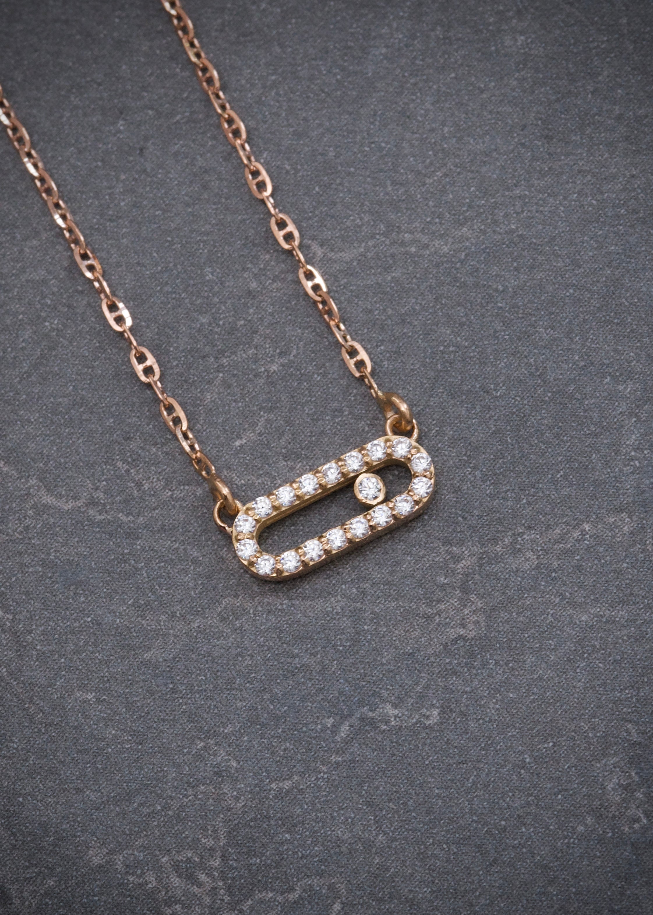 Cadena MK con swarovski blanco 1.8gr / Largo 45cm / Oro Rosado italy cte P