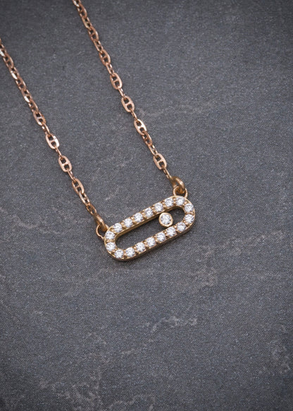 Cadena MK con swarovski blanco 1.8gr / Largo 45cm / Oro Rosado italy cte P