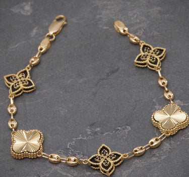 Pulso lucky clover diamantado 9.95gr / Largo 19cm / Oro Amarillo Nac B