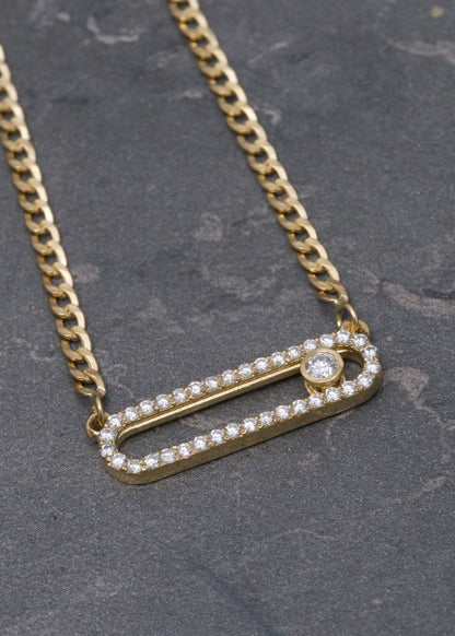 Cadena MK con swarovski blanco 5.05gr / Largo 45cm / Oro Amarillo italy cte P