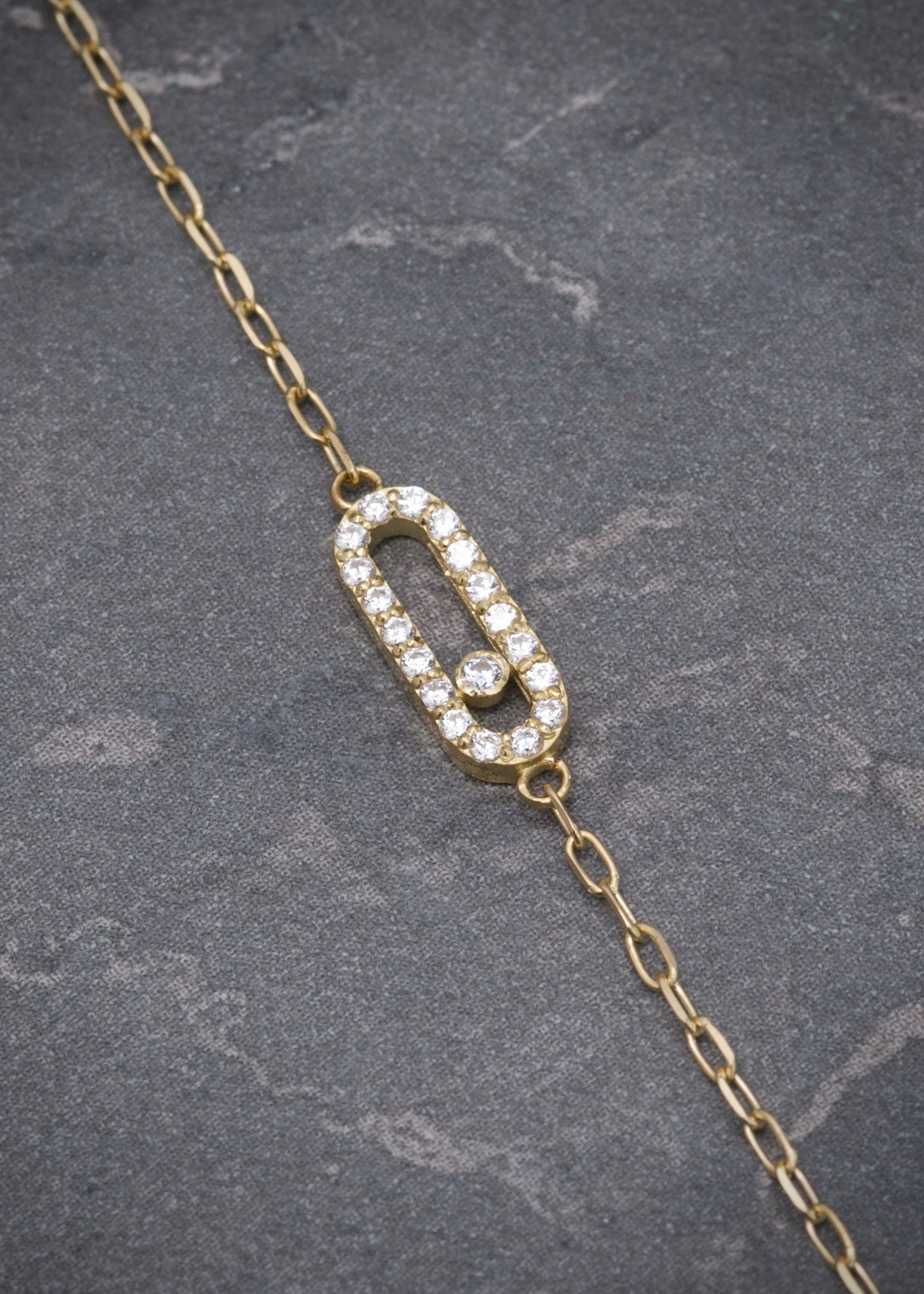 Pulso MK con swarovski blanco 1.1gr / Largo 16cm / Oro Amarillo italy cte P