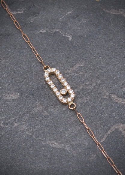 Pulso MK con swarovski blanco 0.75gr / Largo 15.5cm / Oro Rosado italy cte M