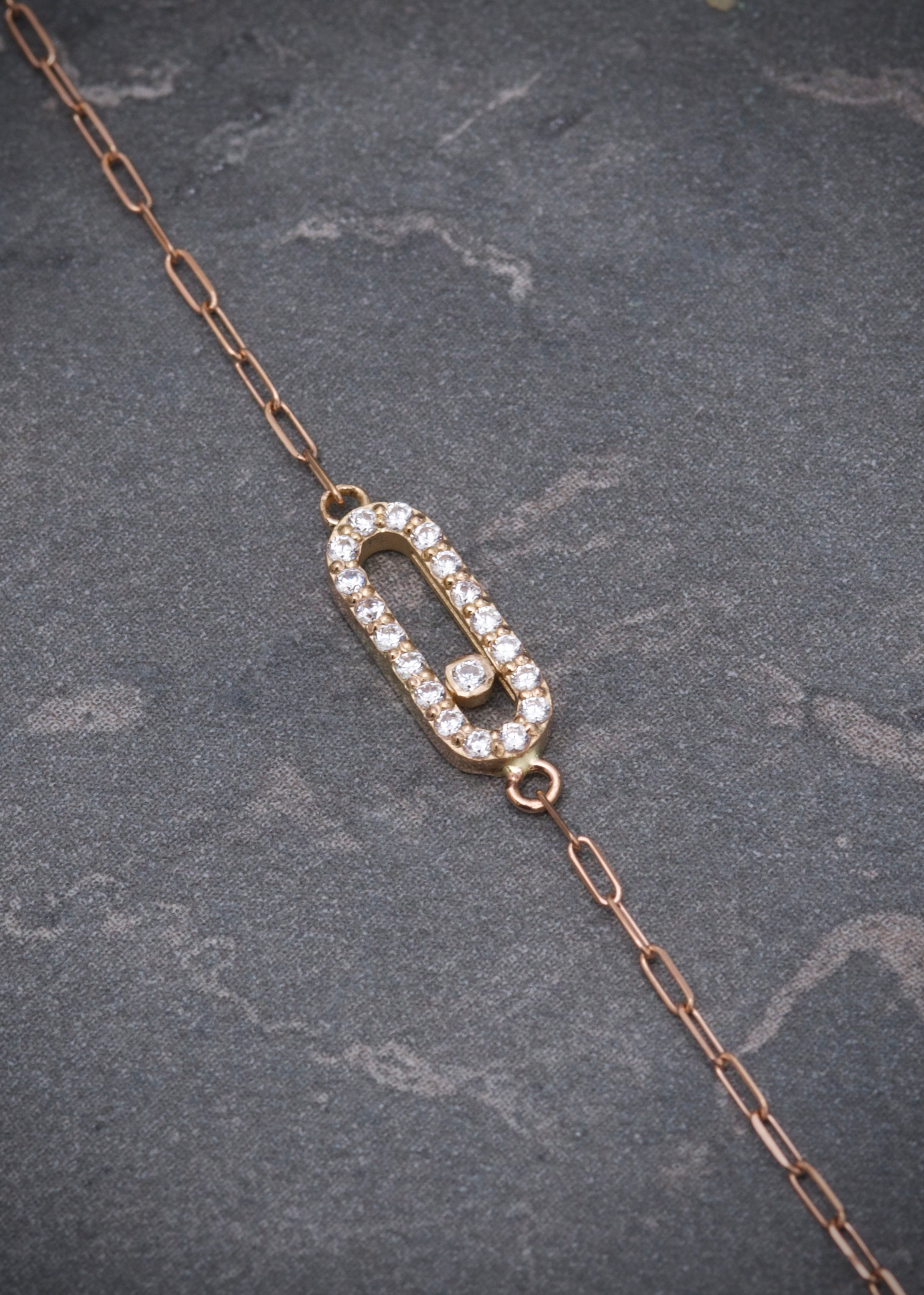 Pulso MK con swarovski blanco 0.8gr / Largo 17cm / Oro Rosado italy cte B