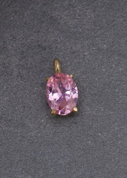 Dije con swarovski rosado 1gr / Largo 1cm / Oro Amarillo Nac M