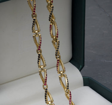 Cadena rustica con 820 pts de Dn/780 pts de rubies 79gr / 64cm / Oro Amarillo (Joya) M