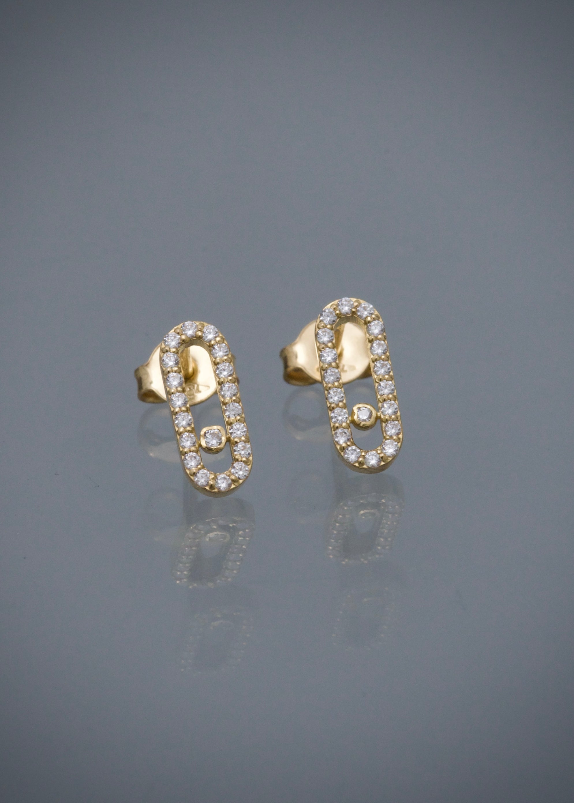 Topos MK con swarovski blanco 1.4gr / Largo 1cm / Oro Amarillo Nac P