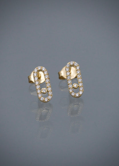 Topos MK con swarovski blanco 1.4gr / Largo 1cm / Oro Amarillo Nac P