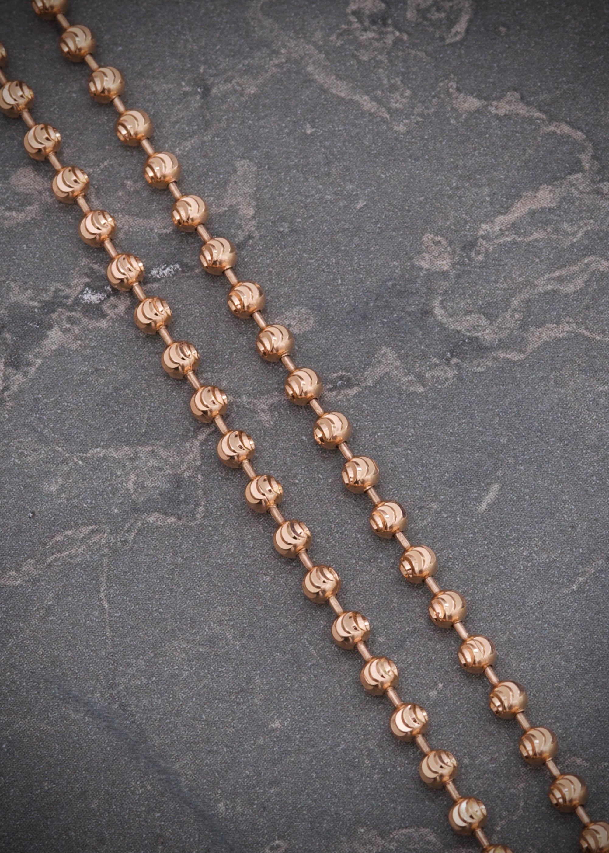 Cadena militar diamantada luna 12.2gr / Largo 65cm / Oro Rosado italy +3 M