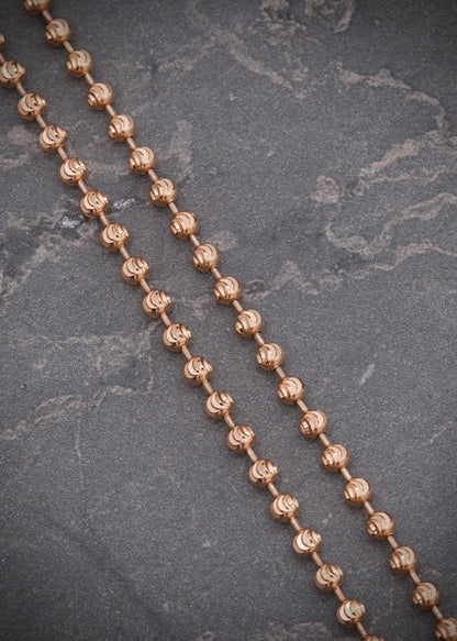 Cadena militar diamantada luna 12.2gr / Largo 65cm / Oro Rosado italy +3 M