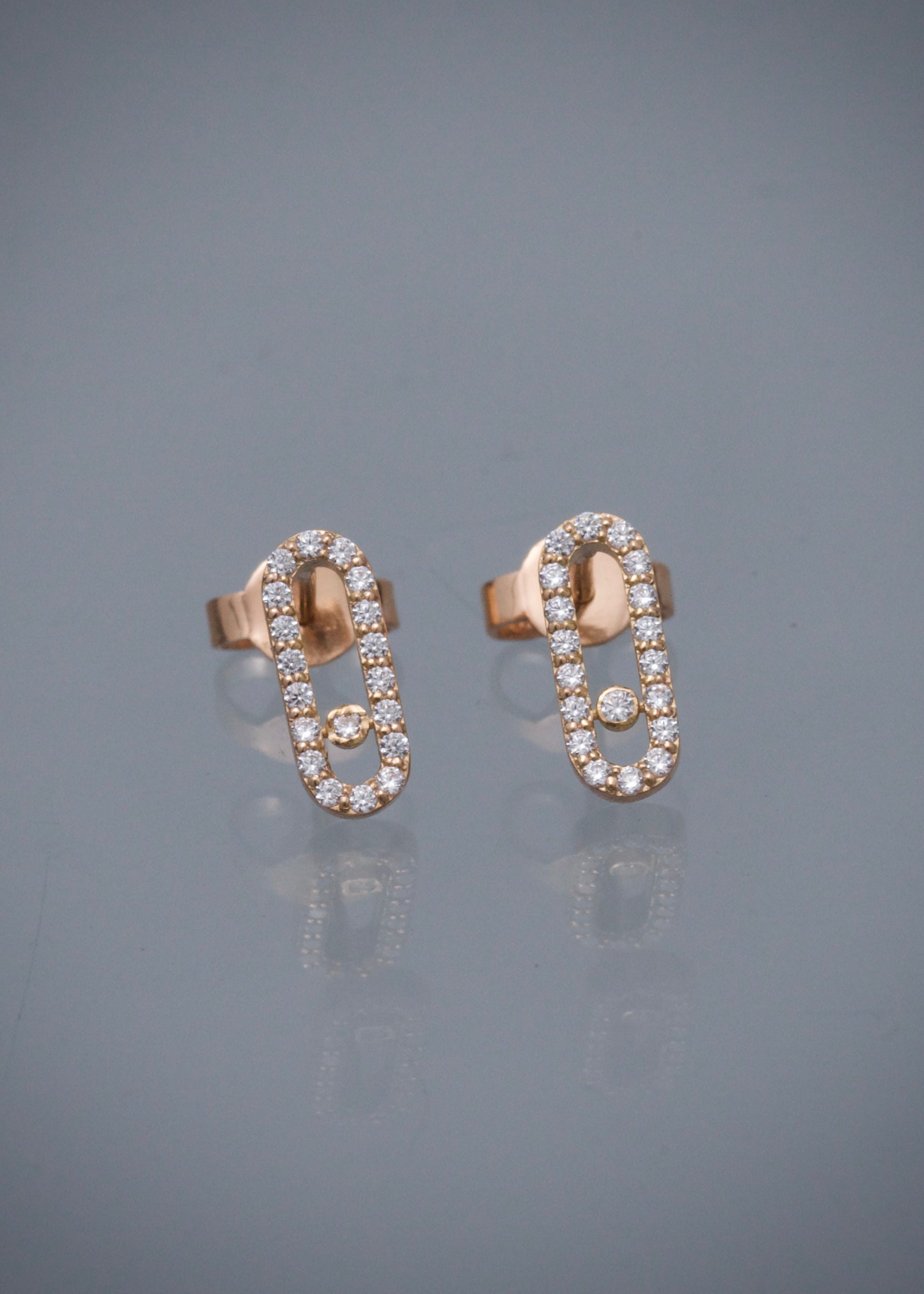 Topos MK con swarovski blanco 1.5gr / Largo 1cm / Oro Rosado Nac B