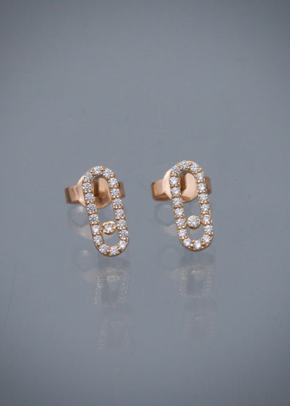 Topos MK con swarovski blanco 1.5gr / Largo 1cm / Oro Rosado Nac B