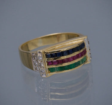 Anillo piedras preciosas 6.8gr / TALLA 5 1/2 / Oro Amarillo (Joya) M