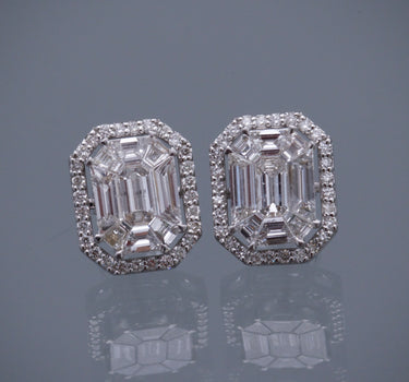 Topos con diamantes 4.3gr / Largo 1.2cm / Oro Blanco (Joya) B