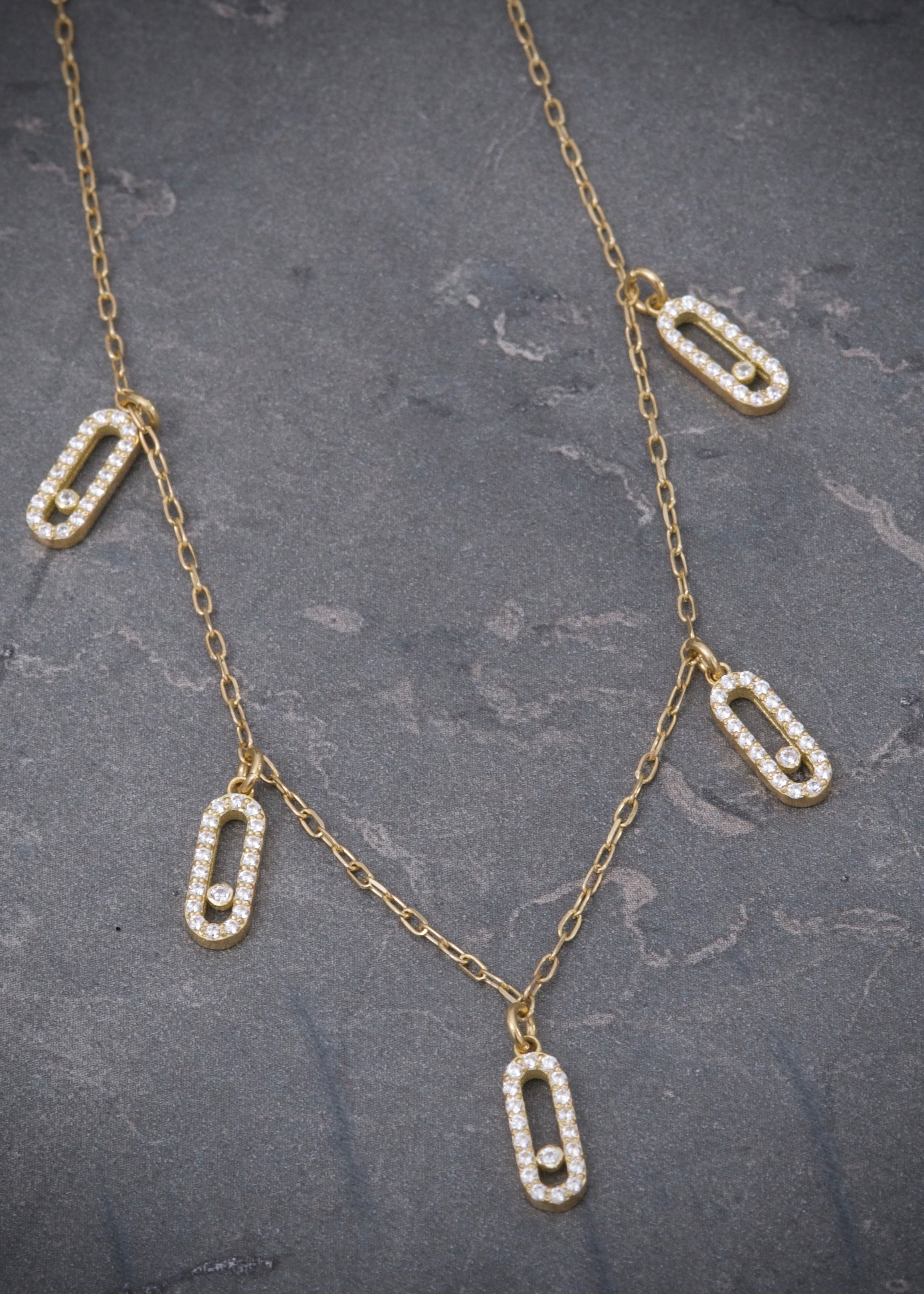 Cadena MK con swarovski blanco 3.95gr / Largo 45cm / Oro Amarillo italy cte P