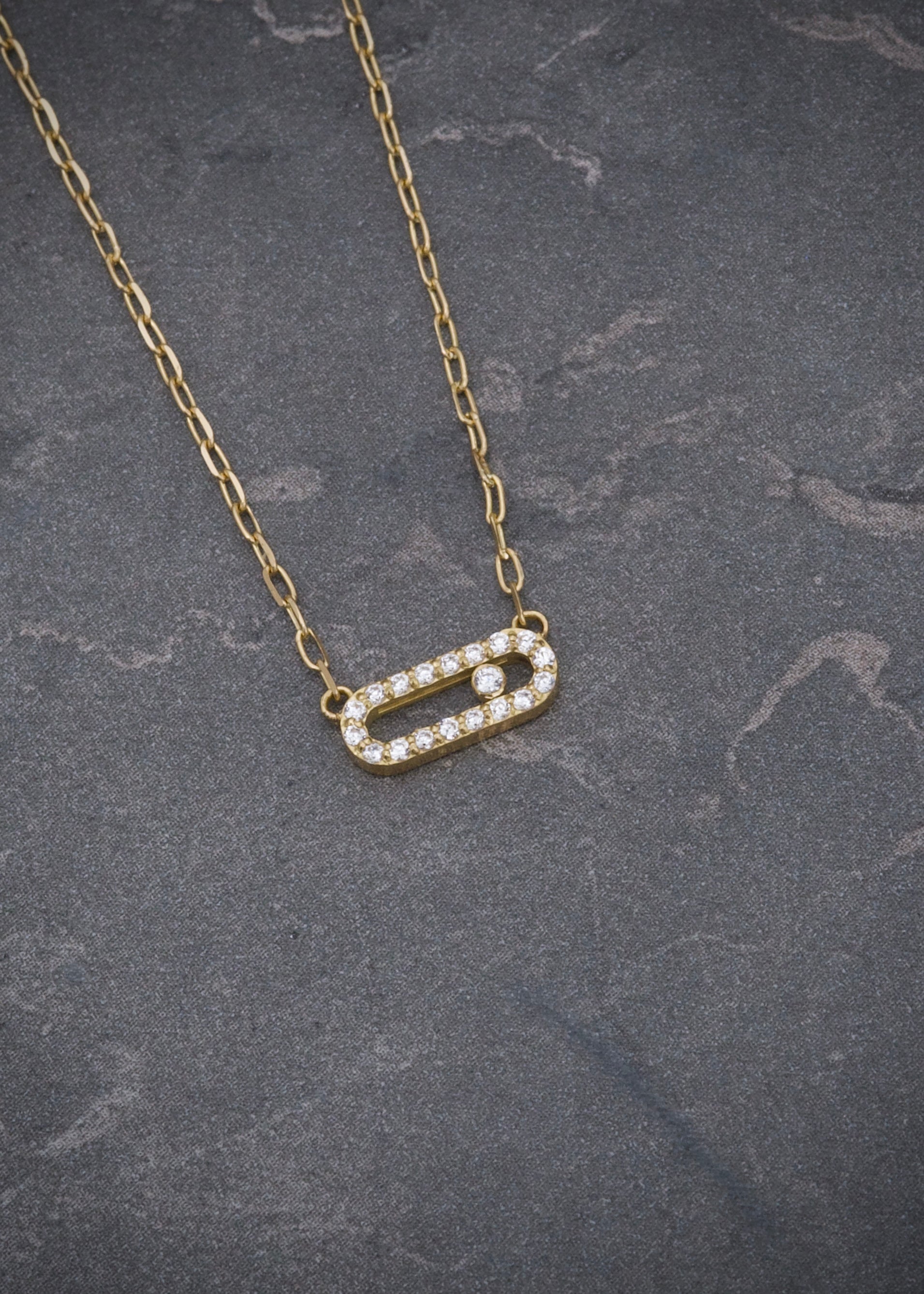 Cadena MK con swarovski blanco 2gr / Largo 50cm / Oro Amarillo italy cte P