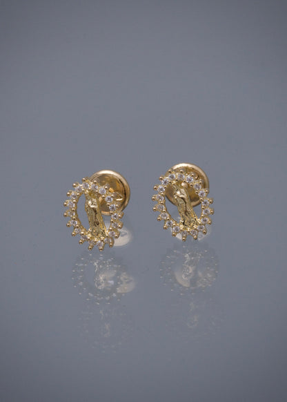 Topos virgen de guadalupe con swarovski blanco 1.1gr / Largo 0.8cm / Oro Amarillo Nac P