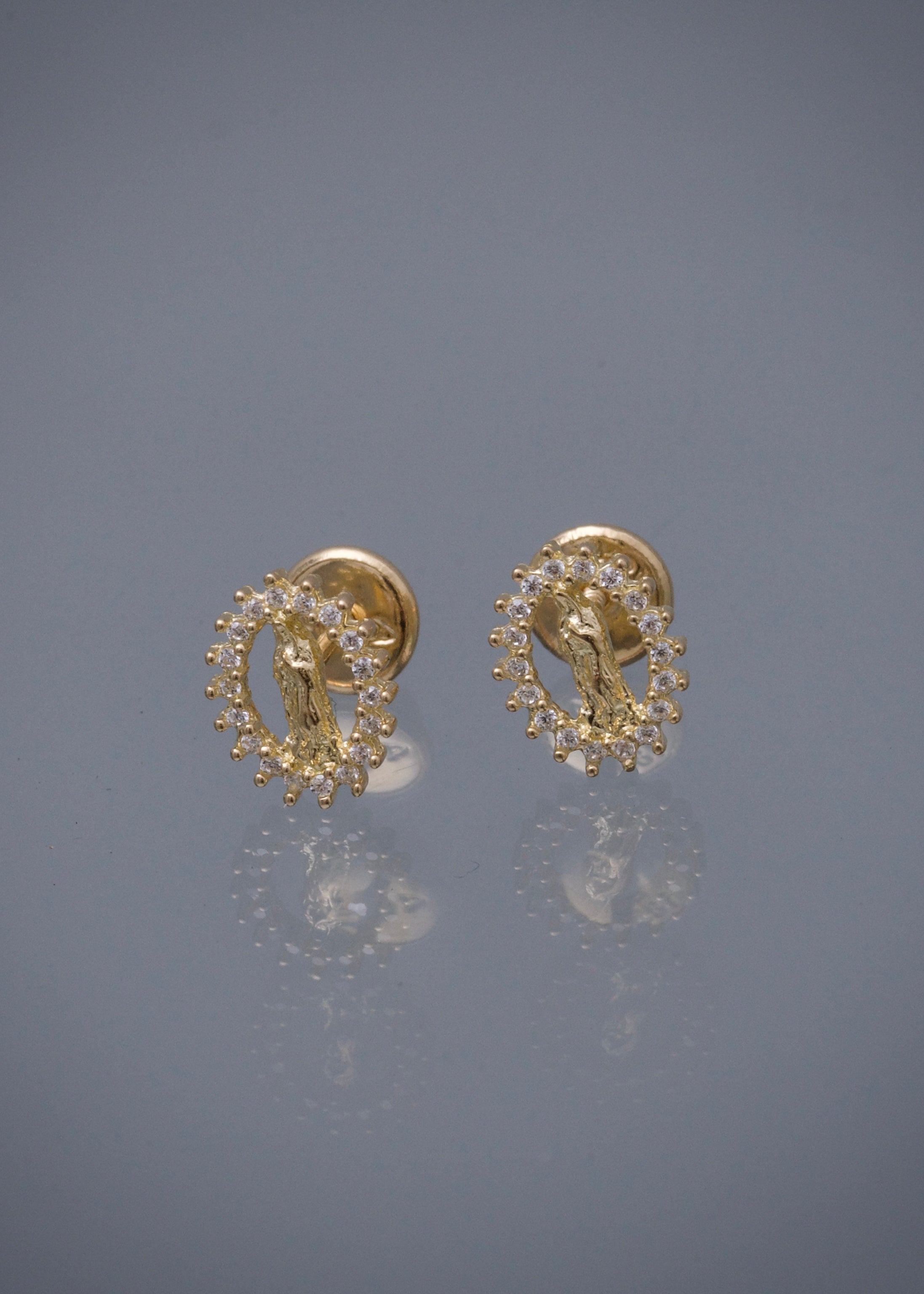Topos virgen de guadalupe con swarovski blanco 1.1gr / Largo 0.8cm / Oro Amarillo Nac *