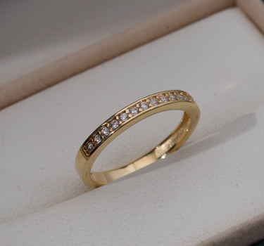 Anillo Tipo Argolla CON Swarovski Blanco 2.75gr / TALLA 7 1/4 / Oro Amarillo Nac M